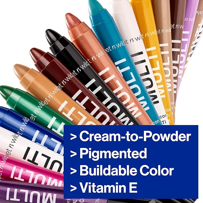 wet n wild Color Icon Cream Eyeliner Eyeshadow Multi-Stick, Moisturizing, Nourishing Velvety Cream-to-Powder Buildable & Blendable Formula, Cruelty-Free & Vegan - Blue Lah Lah