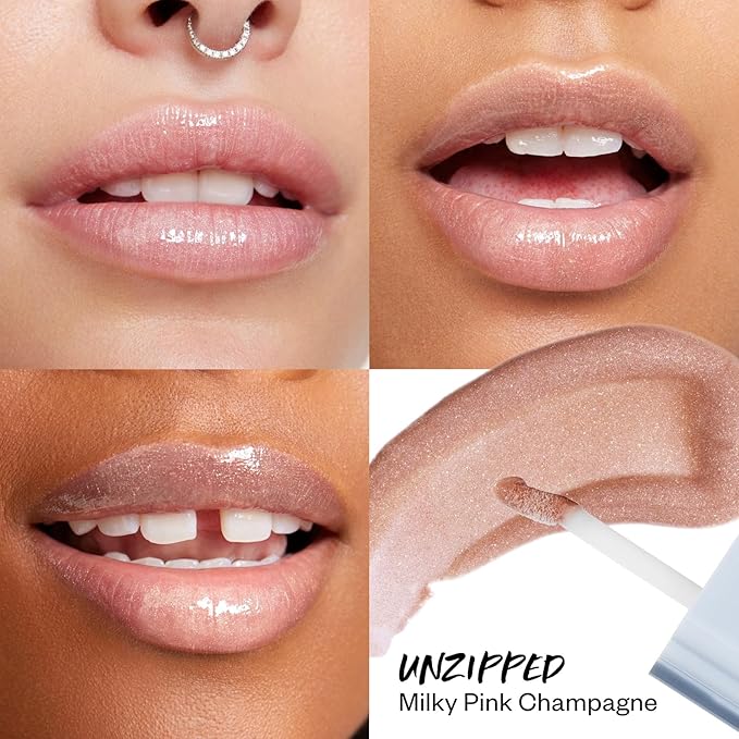 Kosas Wet Lip Oil Gloss - Hydrating Lip Plumping Treatment with Hyaluronic Acid & Peptides, Non-Sticky Finish (Unzipped)