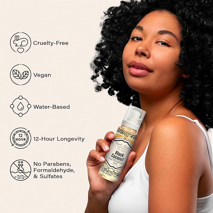 Tom's River Fine Fragrance Body & Hair Mist | Black Coconut Scented (Pack of 3) | For Daily Use | Travel-Friendly | 2 fl oz/ 60ml per Bottle (Pack of 3, Black Coconut)