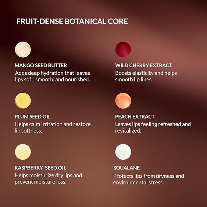 Mango People Hydrating Glossy Fruit Lip Stain, Long Lasting Tint & Oil Stain, Lightweight Lip Makeup with High-Shine Finish for Soft, Smooth and Nourished Lips - Jamun Jelly