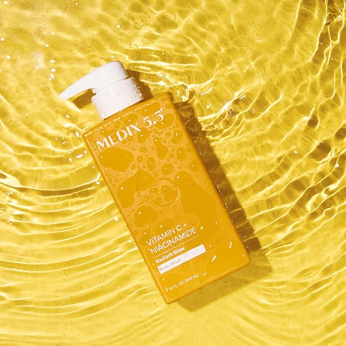 MEDIX 5.5 Radiant Glow Vitamin C Body Wash W/ Niacinamide | Citrus Scented Gentle Body & Face Cleanser For Women, Men, Dry Skin, & Smoother-Looking Skin | Removes Dirt, Oil, & Impurities, 15 Fl Oz
