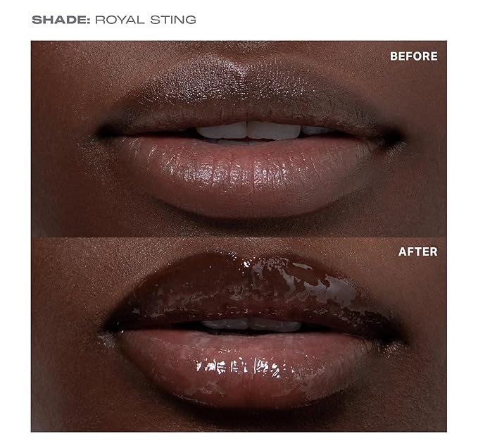 Morphe Hot Honeys Volumizing Lip Oil Plumper - Hydrating Lip Gloss for Women with Manuka Honey + Chili Extract - Makeup for Tingling Volume & Glossy Sheer Tint - Royal Sting (0.15 fl oz)