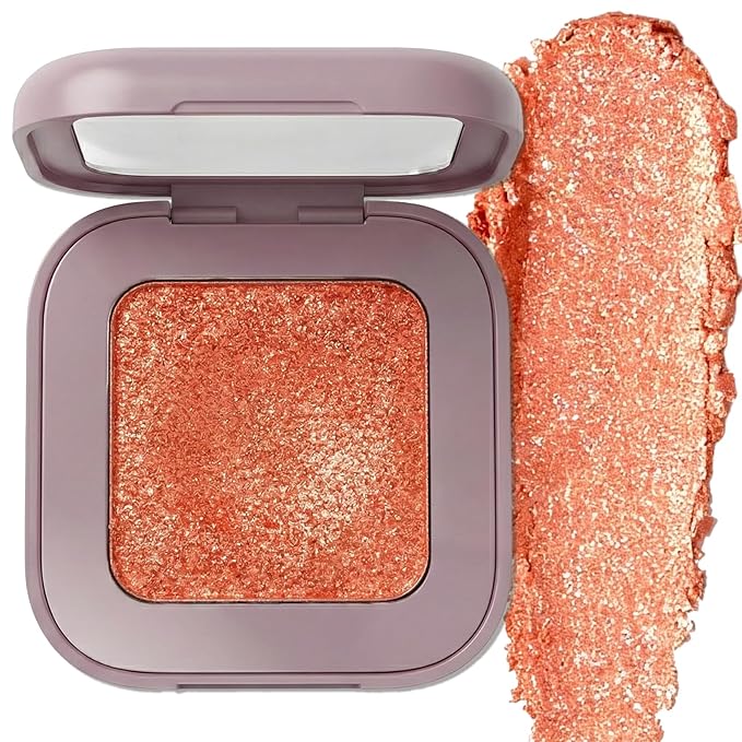 Duochrome Glitter Eyeshadow, Ultra-Fine Color Shifting Metallic Shimmer, High Pigment Holographic Single Eye Makeup, Long Lasting & Buildable Eye Shadow (#5 Coral Orange Gold Shine)