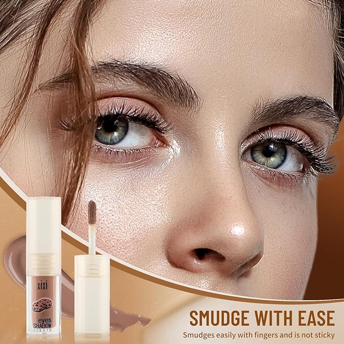 Liquid Eyeshadow, Long-Lasting Matte/Pearlescent eyeshadow, Cut Crease Eyeshadow Gel, High-Pigmented for Bold Eye Makeup, for day-to-night transitions (Cookies, Matte)