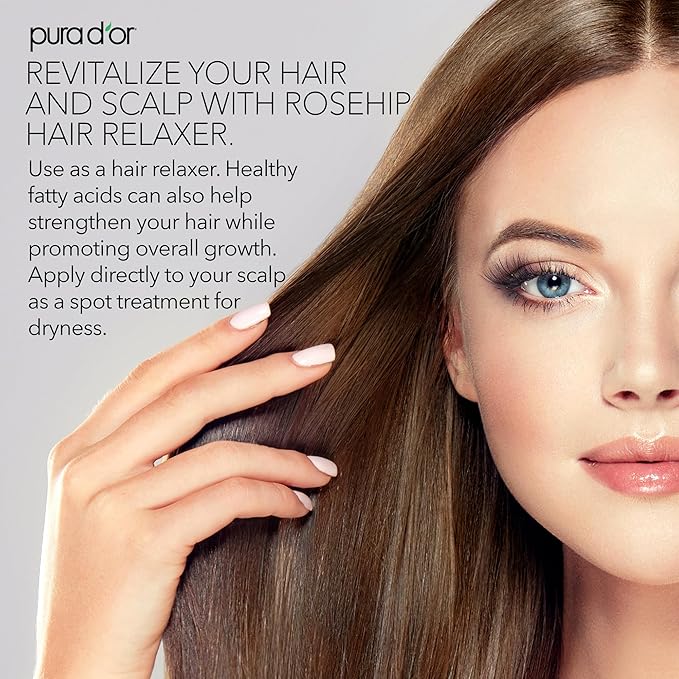 PURA D'OR 4 Oz ORGANIC Rosehip Seed Oil 100% Pure Cold Pressed USDA Certified Anti-Aging Youthful Look-Vitamin A & C Rich-Helps Fade Appearance of Scars & Stretch Marks - For Face, Hair & Body