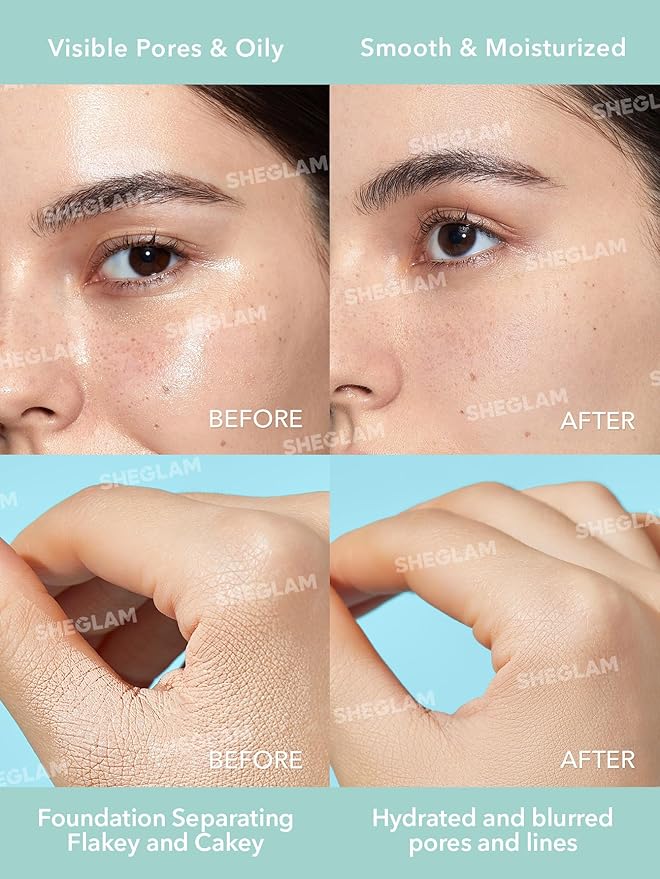 SHEGLAM Glacier Glo Smoothing Primer Hydrating Oil Control Moisturizing Primer Gel Smooth Fine Lines Oil for Face