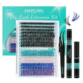 Lash Clusters Kit,DIY Individual Lashes Extension Kit,Lash Bond And Seal,Lash Remover For Eyelashes Extensions,Lash Applicator Tool For False Eyelash Cluster Kit（320PCS, Colorful 40D, 9-16mm）