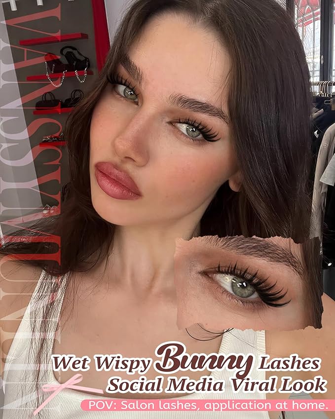 Bunny Lash Clusters Manga Eyelash Clusters Wispy Anime Cluster Eyelash Extensions Wet Look Cluster Lashes 10-16mm Fairy C Curl DIY Lash Extensions Spiky Individual Lashes 90 Pcs by Vanssymunlin