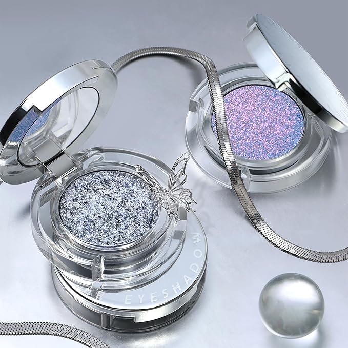 HOSAILY Chameleon Purple Blue Glitter Eyeshadow, Multichrome Color Shifting Single Eyeshadow, Holographic Sparkling Inner Corner Eye Highlighter Shimmer Eye Makeup Palette 03