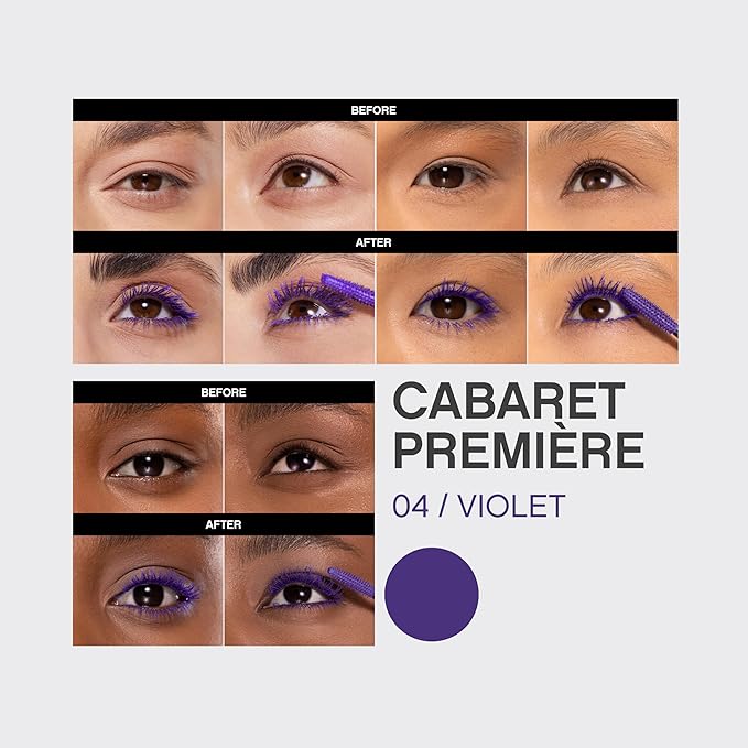 Vivienne Sabó Cabaret Premiere Purple Mascara, Volume and Length, Defining, Curling, No Flaking, No Clumping, Smudge Proof, Washable, Cruelty-Free, Made in Europe, (04 Purple), 0.3 Fl Oz, 1 Pack