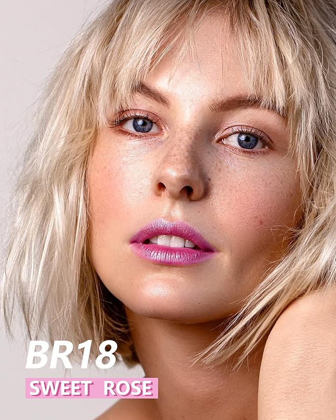 MAKI YIKA Metallic Pink Lipstick for Women Nude Pink Lipsticks Long Lasting Glitter Lipstick for Mother No Smudge No Transfer Liquid Lip Gloss (BR21 Sweet Rose)