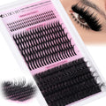 EYDEVRO Volume Lash Clusters with Spikes Eyelash Clusters with Bottom Lashes Look Like Lash Extensions 12-22mm Fluffy 200D Cluster Lashes 16-26mm Spikes Individual Lashes 5-6mm Bottom Lash Clusters