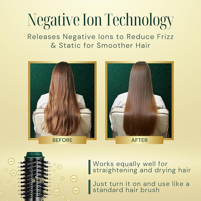 Asani Hot Air Brush - Multipurpose Blow Dryer Brush with Interchangeable Heads, Heated Round Brush for Curling or Straightening, Volumizer and Styling Tool for All Hair Types
