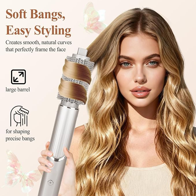 Upgraded Large Round Volumizing Brush for Shark FlexStyle Attachment, Big Round Brush Compatible with Shark Flex Style, Fast Blowouts Smooth Bends Full Volume(2in barrel, 3in with Bristles)