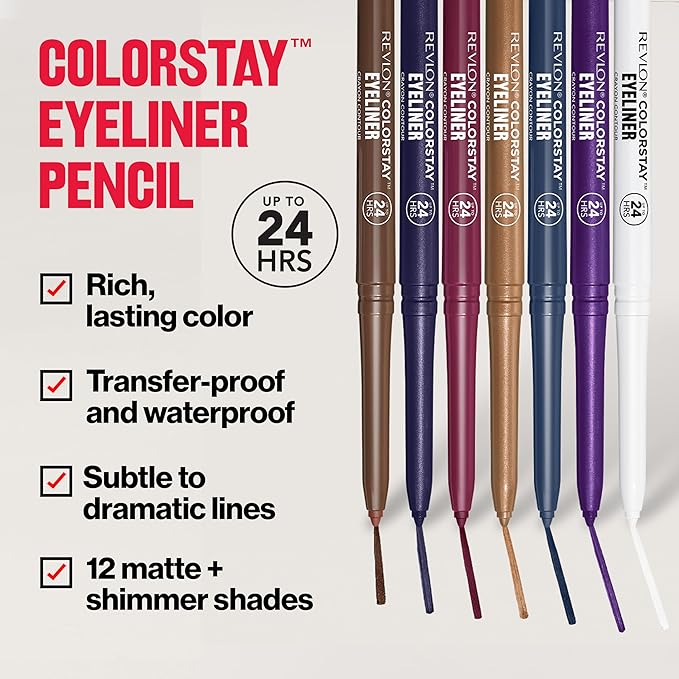 REVLON ColorStay Pencil Waterproof Eyeliner, Smudge-Proof, Eye Makeup with Built-In Sharpener, 209 Black Violet, 0.01 oz