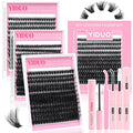YIDUO 60D+80D+100D Lash Cluster Kit 3 style Volume Clusters Lashes Eyelashes Kit 696Pcs Wispy 10-18mm DIY Individual Eyelash Extensions Wholesale Combo Pack with Glue|Tweezers|Removers