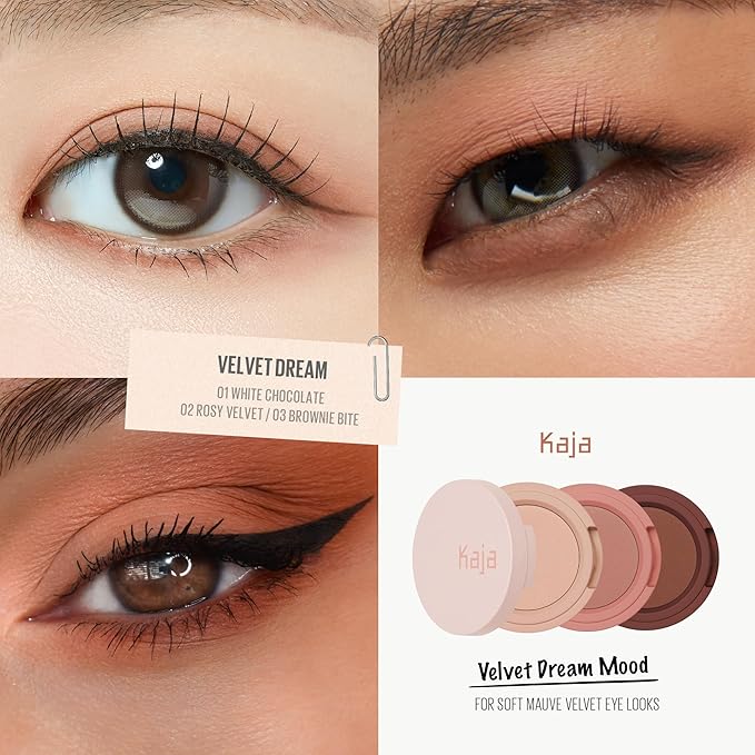 Kaja Beauty Bento Collection - Bouncy Eyeshadow Trio | Burnt Sandy Brown Tones, Travel Size, 13 Velvet Dream, 2019 Allure Best of Beauty Award, 0.03 Oz