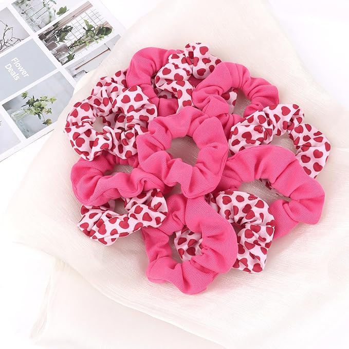 Silk Satin Scrunchies for Women Girls 12 PCS Valentine Hair Scrunchies Silk Satin Hair Ties for Thick Hair Bulk Hair Ties Hair Accessories