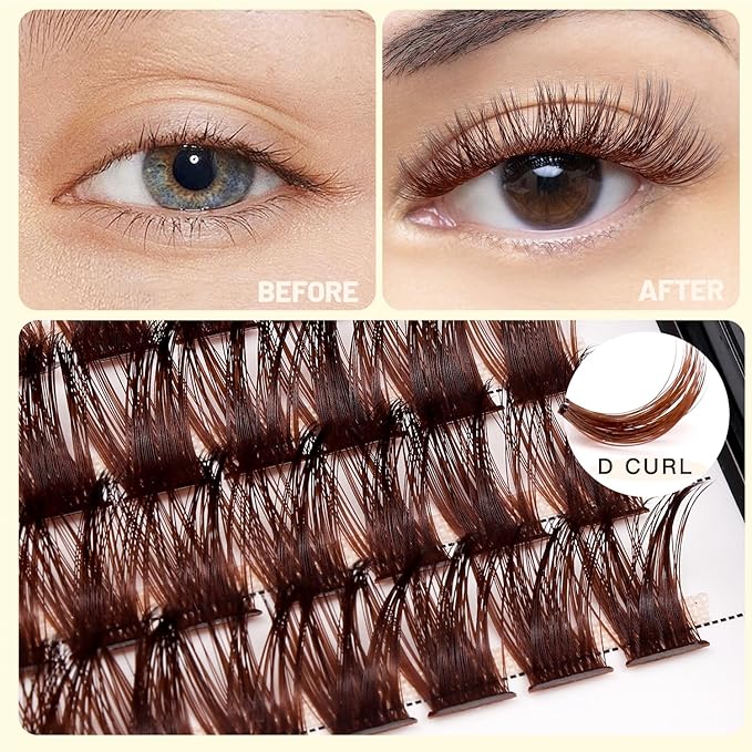 →VAYATOR Color Lash Cluster Light/Dark Brown/Black Brown Various Colored False Eyelashes Clusters Professional Makeup Lash Cluster Grafted Eyelash Extension (Dark Brown-10-12-14-16mm mixed)
