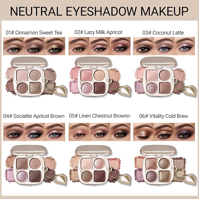 Erinde Cool Taupe Nude Neutral Eyeshadow Palette with Mirror, Matte & Shimmer High Pigment Eye Shadow, Blendable Long-Lasting Everyday Eye & Contour Makeup Palette, Perfect for Blue, Green Brown Eyes