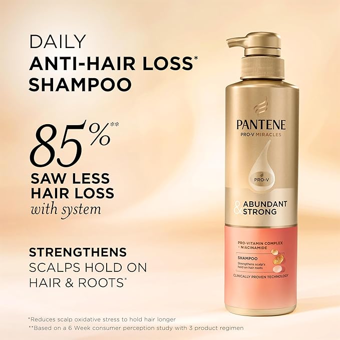 Pantene Abundant & Strong Shampoo, Strengthens Scalp's Hold on Hair Roots, 13.5 oz