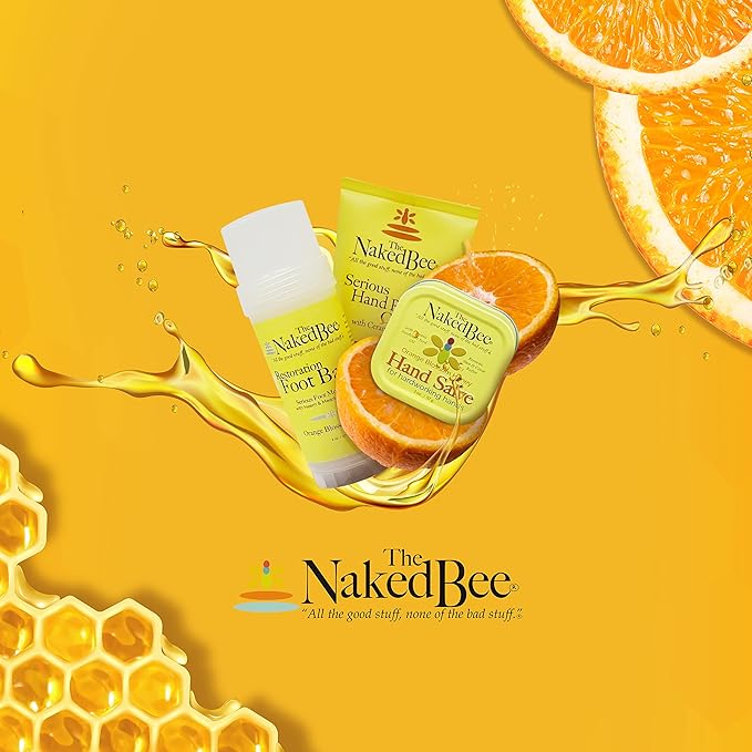 The Naked Bee Orange Blossom Honey Hand Cream (8 oz) Intensive Nourishing Cream for Smoother and Softer Hand - Unscented Deep Moisture and Repair for Dry Skin