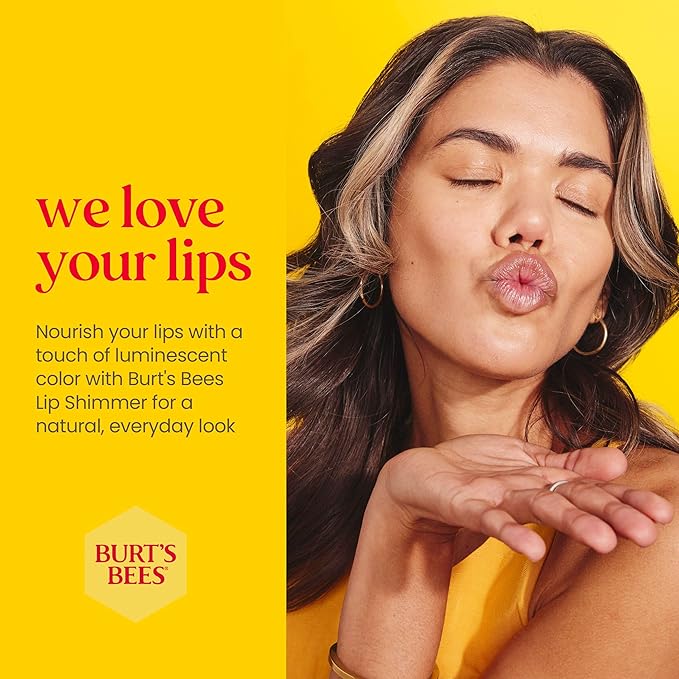 Burt's Bees Shimmer Lip Tint Set, Mothers Day Gifts, Tinted Lip Balm Stick, Moisturizing for All Day Hydration with Natural Origin Glowy Pigmented Finish & Buildable Color, Grapefruit (4-Pack)