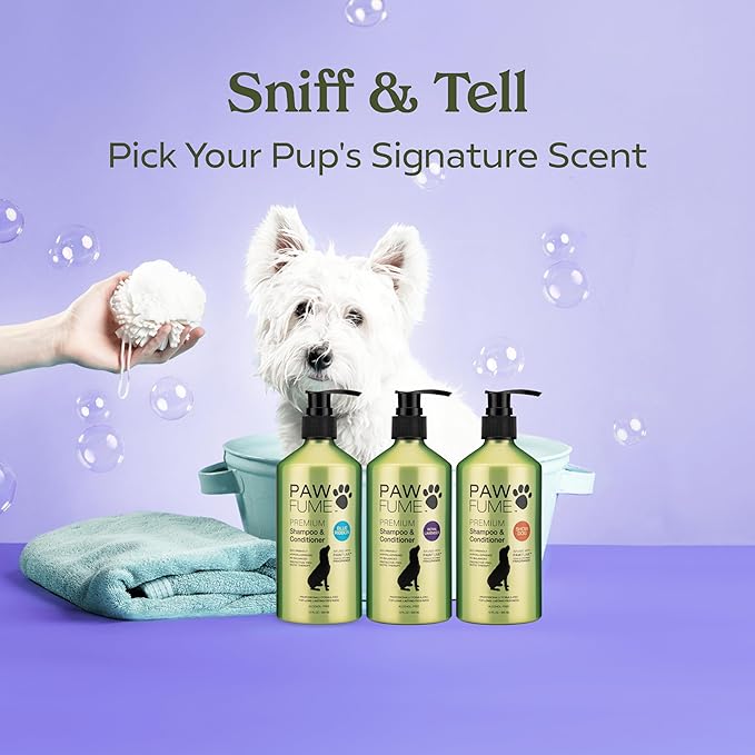 PAWFUME Dog Shedding Shampoo and Conditioner, Royal Lavender, 2-Pack – Nourish & Detangle for Silky Soft Coat – Probiotic, Deep-Cleaning, pH-Balanced – Salon-Quality Shedding Shampoo for Dogs