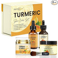 Glow Boosting Moisturizer- Anti-Aging, Reduce Acne, Dark Spot Remover, Hydrates & Controlling Oil & Refining Pores Turmeric Mask - Set of 4 (Turmeric Complete Set)