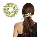 ZLYC 100% Mulberry Silk Scrunchie 19 Momme Gentle Creaseless Hair Tie for Women Dent-Free Ponytail Holder, 3.5cm Solid Sage Green