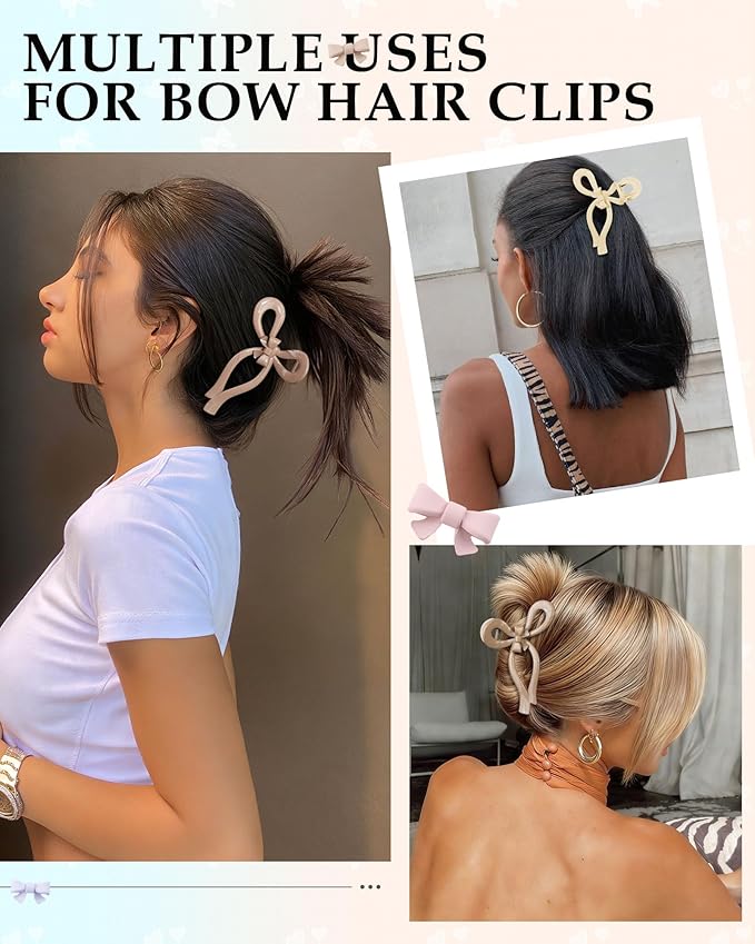 4 PCS Bow Hair Clips for Women Bow Claw Clip 5" Extra Large Hair Claw Clips for Thick and Long Hair Cute Bows Big Clip Mother’s Day Gift for Mom