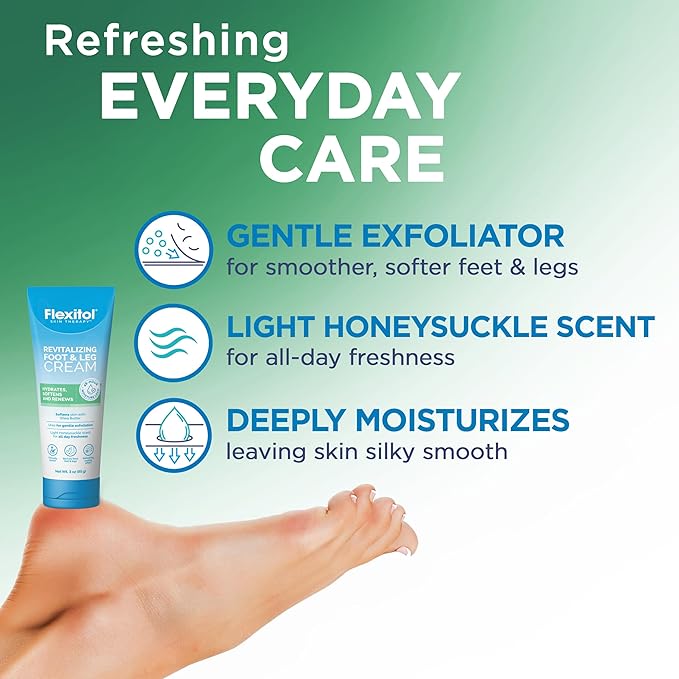 Flexitol Revitalizing Foot & Leg Cream, Intensive Hydration for Dry, Rough Feet and Legs, Fast-Absorbing Moisture Care, 3 oz