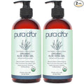 PURA D'OR ORGANIC Aloe Vera Gel Lavender (16 Oz X 2) All Natural - ZERO Artificial Preservatives - Deeply Hydrating & Moisturizing - Sunburn, Bug Bites, Rashes, Small Cuts, Eczema Relief - Skin & Hair