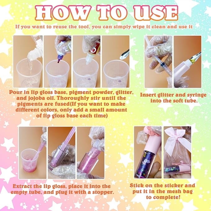 Thaluna Lip Gloss Making Kit, Lip Gloss Set for Women Lip Kit Fun DIY Lipgloss Making Kit, Make Your Own Lip Gloss Kit, Moisturizing Glitter Keychain Birthday Gifts Girls Trendy Stuff