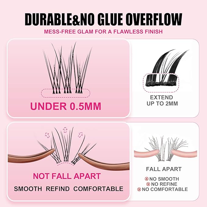 Flare Lashes With Invisible Band DiyNatural Eyelash Extension Kit Bond SealEyelash Glue and Lash Remover Beginner FriendlyIndividual Lashes Waterproof and Long lastingMakeup