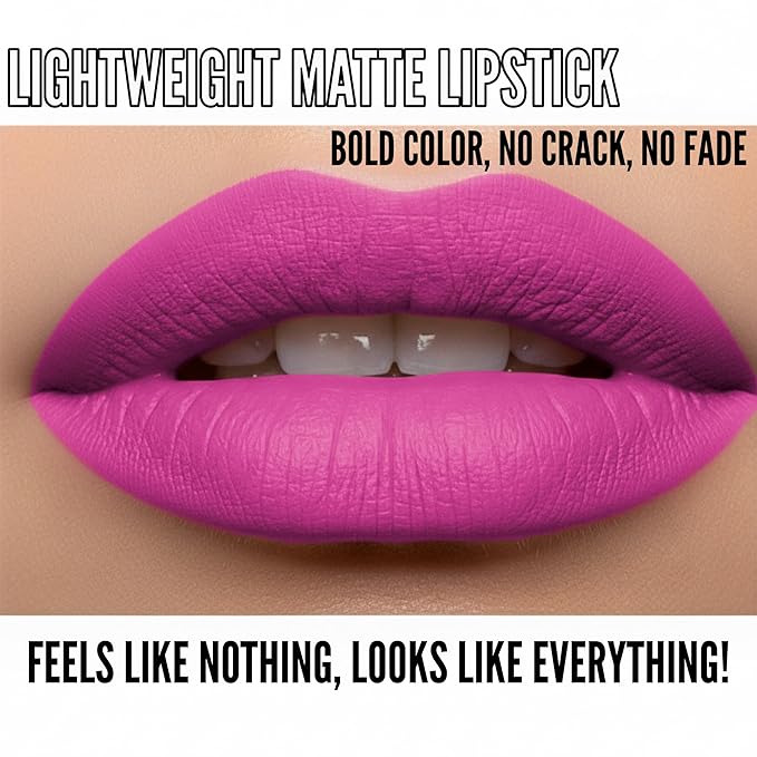 Long Lasting Lipstick with Lip Liner Combo | Waterproof & Transfer-Proof | Comfortable Hydrating with Shea Butter | Bold Pigment Matte Color Lip Stain | Talc-Free & Vegan Product that Performs | Pink