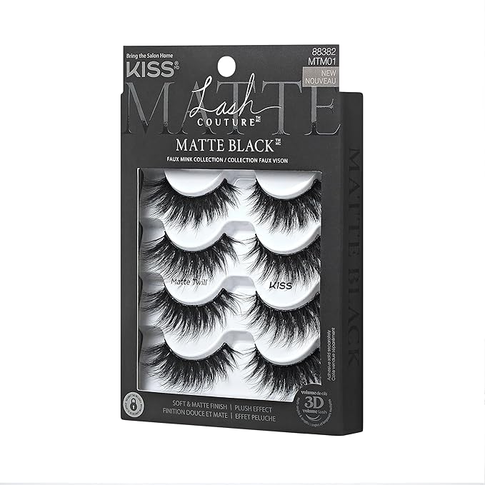 KISS Lash Couture, False Eyelashes, 'Matte Twill', 14mm, Includes 4 Pairs Of Lashes, Easy to Apply, Reusable Lash Clusters