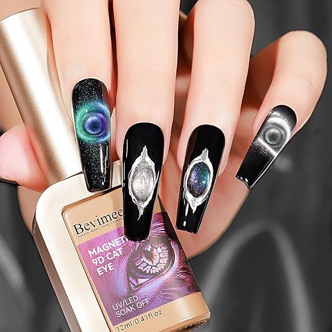 Cat Eye Gel Nail Polish Silver 12ML 9D Chameleon Cateye Magnetic Nail Polish Gel Holographic Cat Eye with Magnet Stick Varnish Soak off Manicure 1PC