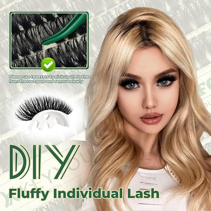 Lash Clusters 280Pcs Eyelash Clusters KEYYOU 100D D Curl 9-18MIX Clusters Lashes Thick Super Soft Wispy DIY Eyelash Extension at Home(100D-D,9-18MIX)