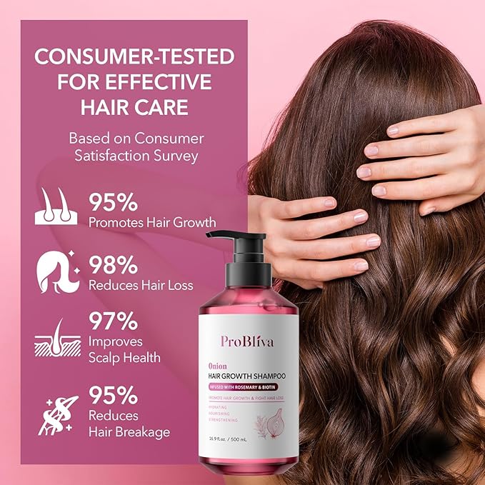 ProBliva Onion Shampoo for Hair Growth: Onion Hydrosol Shampoo with Biotin and Rosemary for Hair Loss and Thinning Hair - Promotes Healthier, Thicker and Stronger Hair for Women and Men