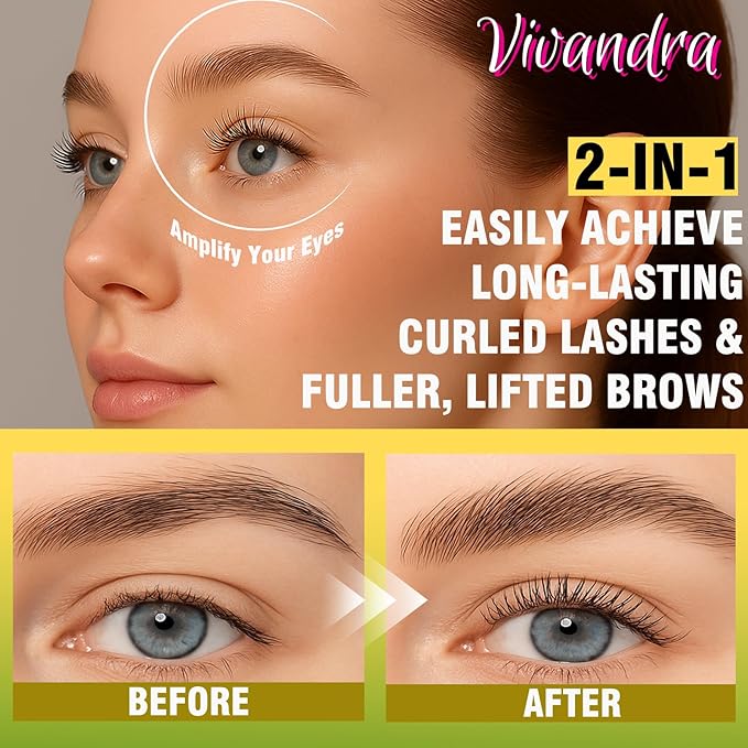 Lash Lift Kit and Brow Lamination Kit 2-IN-1, Professional Eyelash Lift & Eyebrow Lamination for Fuller Brows & Long-Lasting Curl, At Home Salon-Quality DIY Kit with Easy Instructions