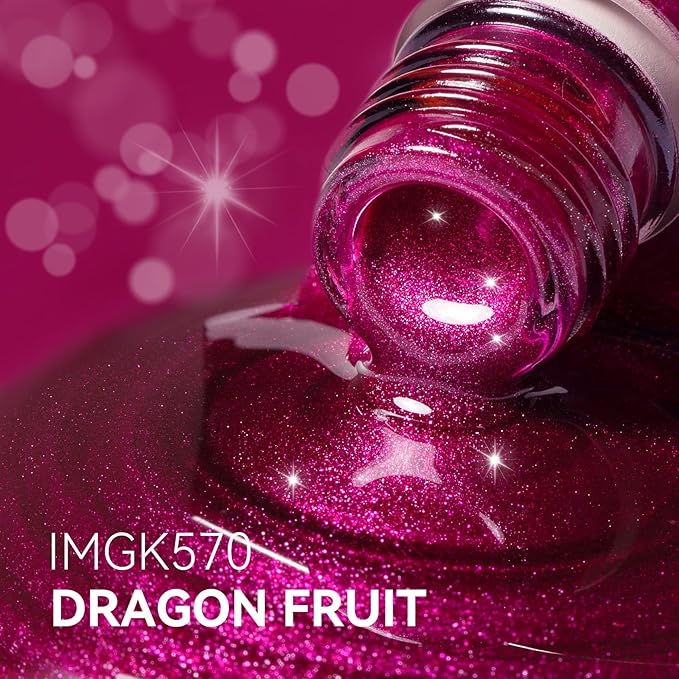 MAYCHAO 15ML Ice Glass Hot Pink Cat Eye Gel Nail Polish 1Pc Dragon Fruit Gel Polish Soak off Holographic Magnetic Nail Polish for Nail Art Manicure Salon DIY at Home, 0.5 OZ