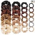 24 Pcs Hair Ties Scrunchies for Women Big Satin Scrunchie for Girls Seamless Elastic Hair Bands Soft Small Hair Tie for Thick Thin Hair Ponytail Holders Accessories