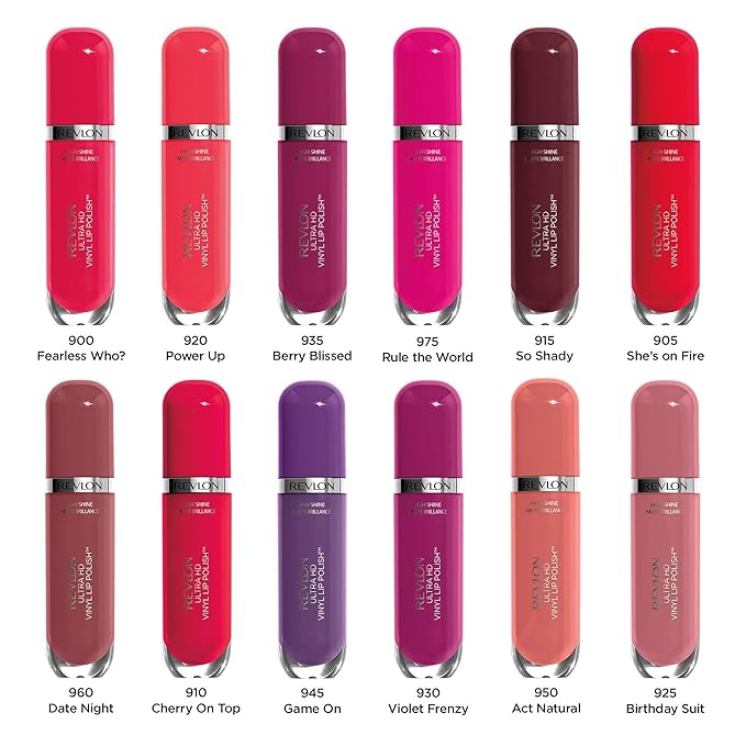 Revlon Ultra HD Vinyl Lip Polish, Liquid Lipstick, Birthday Suit, Mauve Nude Gloss