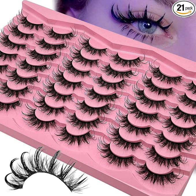 Wispy Lashes Wet Look 3D Cosplay Anime Cat Eye Manga Lashes D Curl Fake Strip Eyelashes Pack