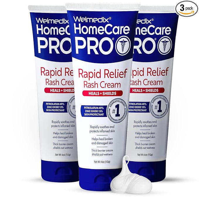 Welmedix Adult Diaper Rash Cream - Zinc Oxide Cream & Moisturizing Skin Barrier Cream, Maximum Strength Diaper Rash Cream for Adults, Skin Protection Ointment - 4oz, Pack of 3