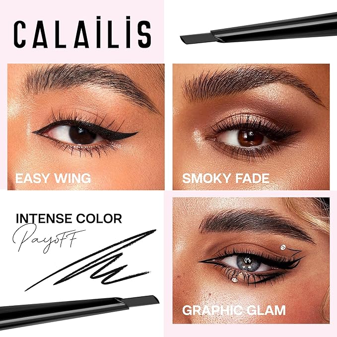 CALAILIS Black Eyeliner Pencils - Waterproof Eyeliner Smudge Proof Long-lasting Eye Liner Pencil (BLACK)