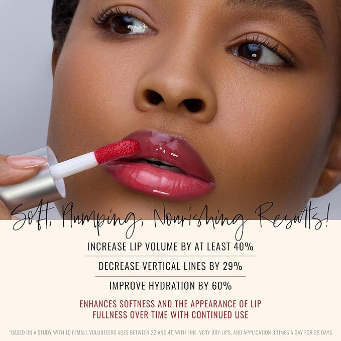 Runway Rogue Loaded Lip Oil, Hydrating and Plumping Glass-Shine Lip Oil with Tri-Peptide Formula, Raspberry Red Shine, ‘Velvet Rope’