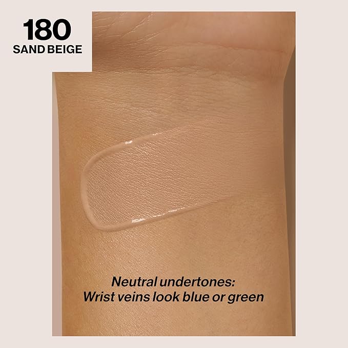 Revlon Liquid Foundation, ColorStay Face Makeup for Combination & Oily Skin, SPF 15, Medium-Full Coverage with Matte Finish, 180 Sand Beige, 1 Fl Oz