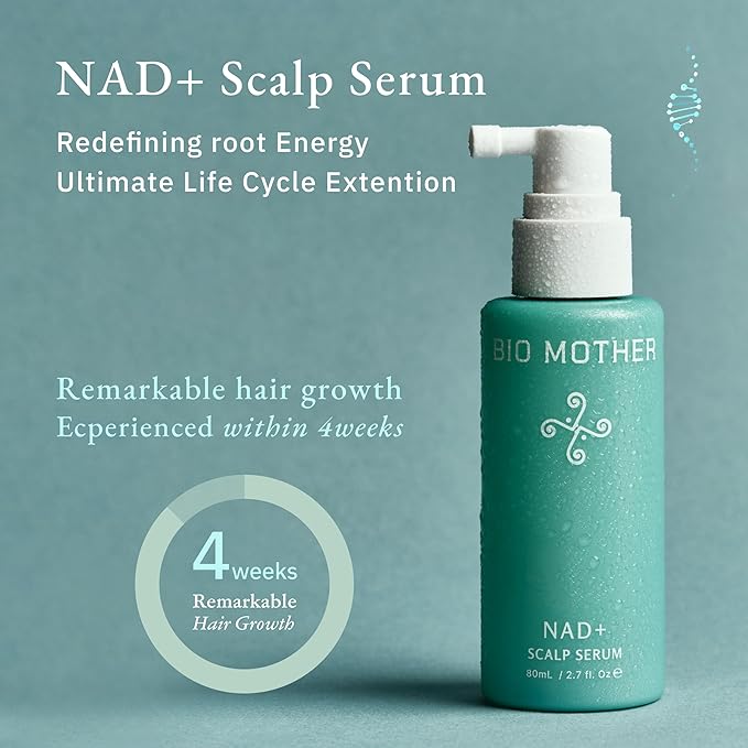 NAD+ Scalp Serum, Lightweight Nano Mist for Hair Growth & Scalp Care, LNP Delivery Technology, Caffeine, Bakuchiol, Cooling Herbal Formula for Fuller-Looking Hair and Healthy Scalp